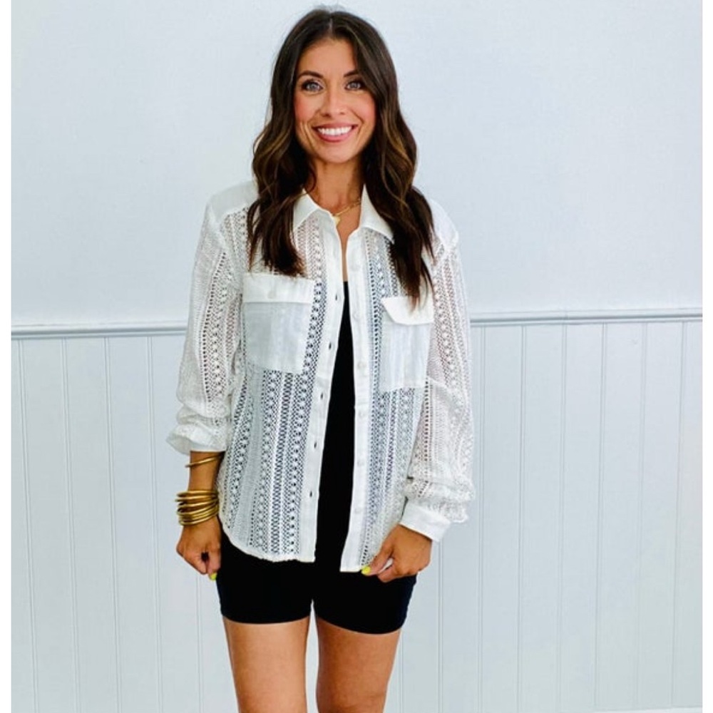 White button down top. Bought from a boutique.